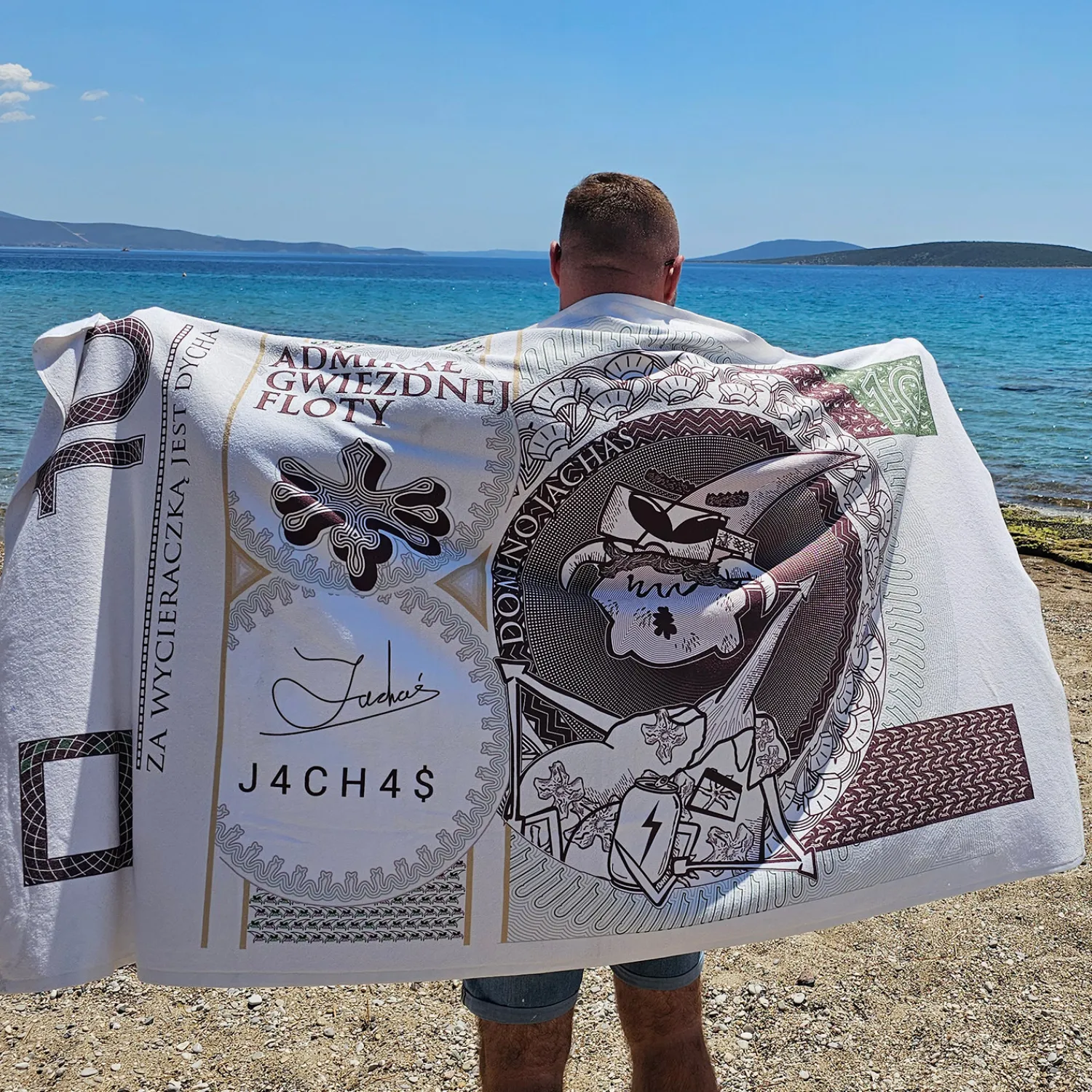 Kapitan Bomba Gadżety|Sportowe > Bardzo duży koc plażowy | Jachaś | za wycieraczką jest dycha 100x180cm